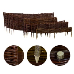 10x rabatka z drewna wierzbowego, palisada o długościach: 30/100/120 cm