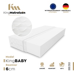 KingBABY 6cm Dziecięcy / Niemowlęcy Materac z Możliwością Prania Pokrowca Pianka Poliuretanowa