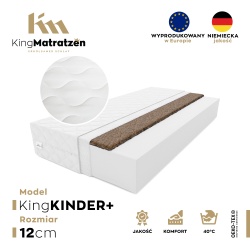 KingKINDER PLUS 12cm Materac dla dzieci do łóżka z warstwą kokosową H3/H4