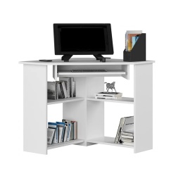 Piękne nowoczesne biurko narożne HELIOS z 5 półkami 80x80x74cm Białe