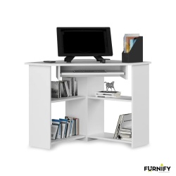 Piękne nowoczesne biurko narożne HELIOS z 5 półkami 80x80x74cm Białe