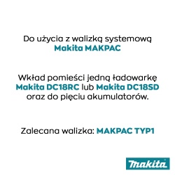 Głęboko tłoczona wkładka Makita 838110-1 do obudowy Makpac 1x DC18RC / 4x bateria