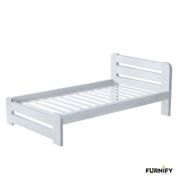 Łóżko drewniane, łóżko futonowe, rama łóżka z litego drewna, białe łóżko sosnowe, podwójne łóżko, materac