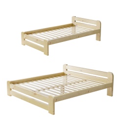 Łóżko drewniane, rama z litego drewna, materac do podwójnego lóżka